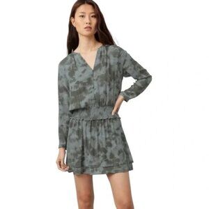 Rails Jasmine Slate Green Tie Dye Tiered Long Sleeve Dress